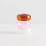 "Petite Pauline, Candle Holder, Amber/Pink/White  "