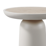 Nova Round Side Table, Aluminum Bone/Travertine Natural