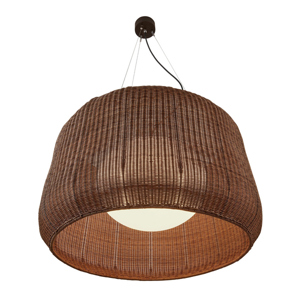 Fora 35.5" Outdoor Pendant, Natural White/Light Beige Shade