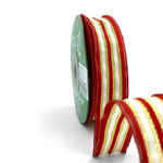 1" Woven Metallic Gold Stripe Wired Ribbon, Assorted Colours