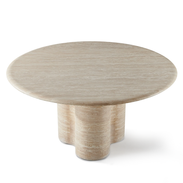 Porto Round Dining Table 60", Travertine Natural
