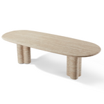 Porto Pill Dining Table 108", Travertine Natural