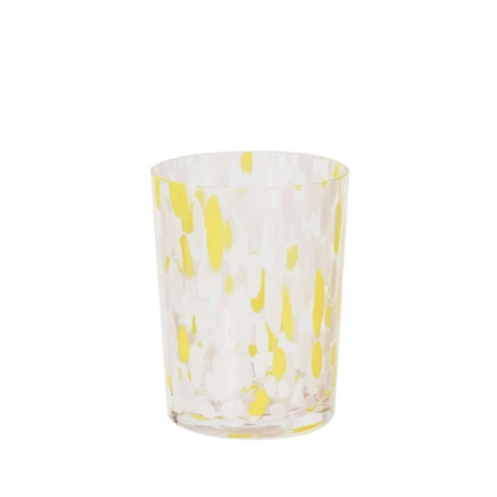 Confetti Drinking Glass, 12 oz, Yellow/White