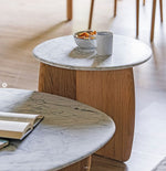 Eden Side Table, Light Oak, Marble, 21.7" Dia × 19.7"H