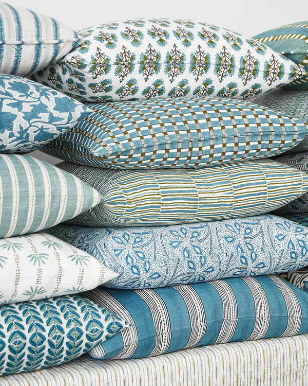 Kos Lagoon Linen Cushion, 20" x 20"