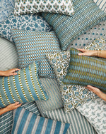 Marrakesh Lagoon Linen Cushion, 14" x 22"
