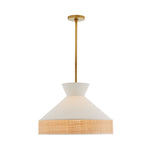 Malena Pendant, Antique Brass, White Linen