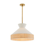 Malena Pendant, Antique Brass, White Linen