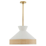 Malena Pendant, Antique Brass, White Linen
