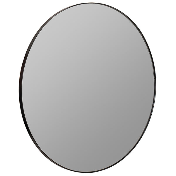 Franco Round Black Wall Mirror, 34"