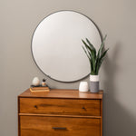 Franco Round Black Wall Mirror, 34"