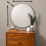 Franco Round Black Wall Mirror, 34"