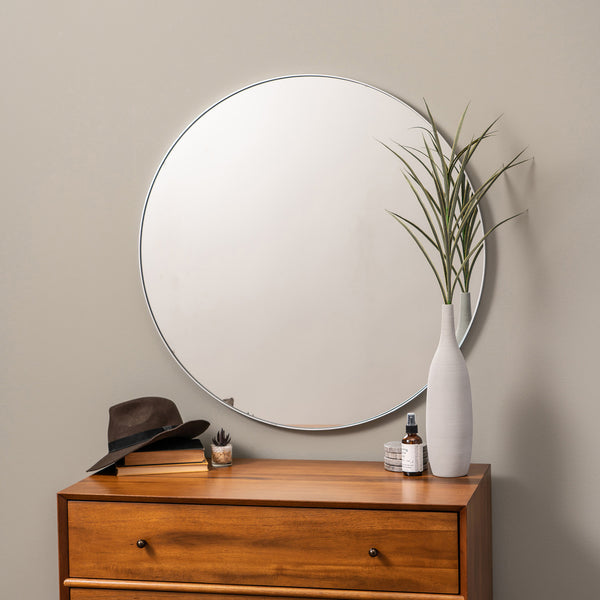 Franco Round Silver Wall Mirror, 34"