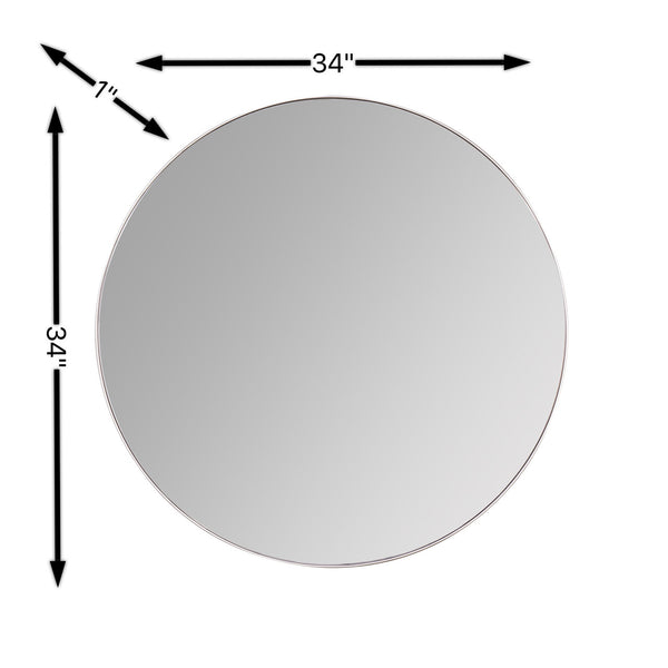 Franco Round Silver Wall Mirror, 34"
