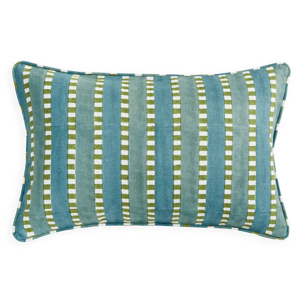 Marrakesh Lagoon Linen Cushion, 14" x 22"