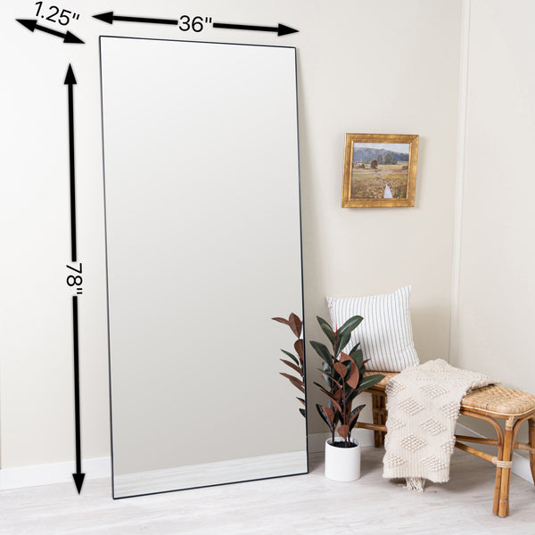 Dainton Black Floor Mirror, 36" X 78"
