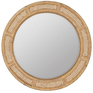 Vanessa Round Rattan Mirror, 35.25"