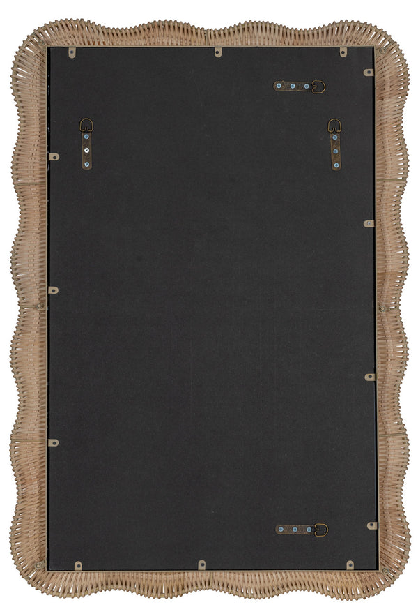Scalloped Linden Mirror, Natural Rattan, 40" x 28"