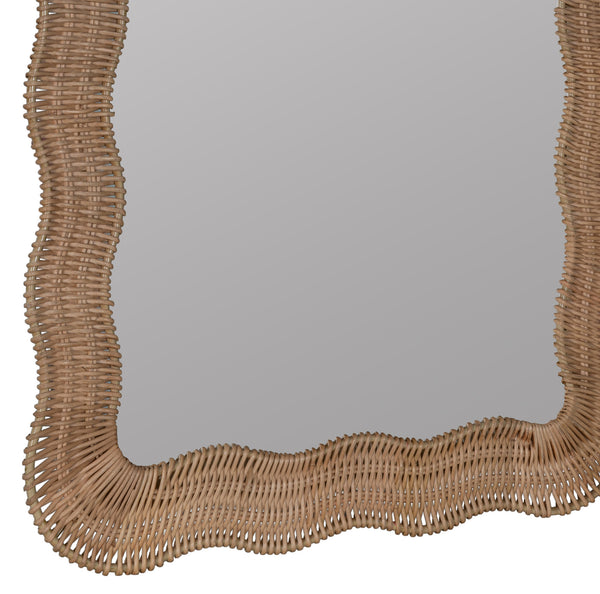 Scalloped Linden Mirror, Natural Rattan, 40" x 28"