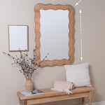 Scalloped Linden Mirror, Natural Rattan, 40" x 28"