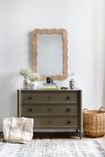 Scalloped Linden Mirror, Natural Rattan, 40" x 28"
