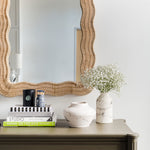 Scalloped Linden Mirror, Natural Rattan, 40" x 28"