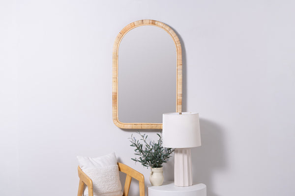 Brienne Wall Mirror, Natural Rattan, 38" X 24"