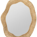 Scalloped Linden Round Wall Mirror, Natural Rattan, 34.5" x 32.25"