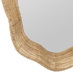 Scalloped Linden Round Wall Mirror, Natural Rattan, 34.5" x 32.25"