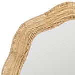 Scalloped Linden Round Wall Mirror, Natural Rattan, 34.5" x 32.25"