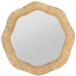 Scalloped Linden Round Wall Mirror, Natural Rattan, 34.5" x 32.25"