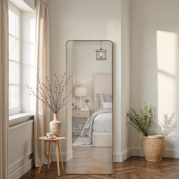 Melrose Floor Mirror, Gold, 68" x 24"