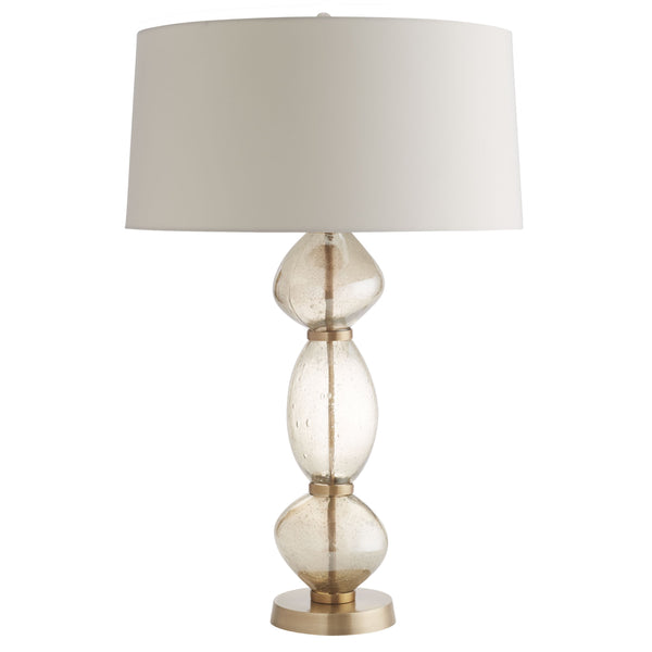 Dreena Lamp, Smoke Luster Seedy Glass, Antique Brass