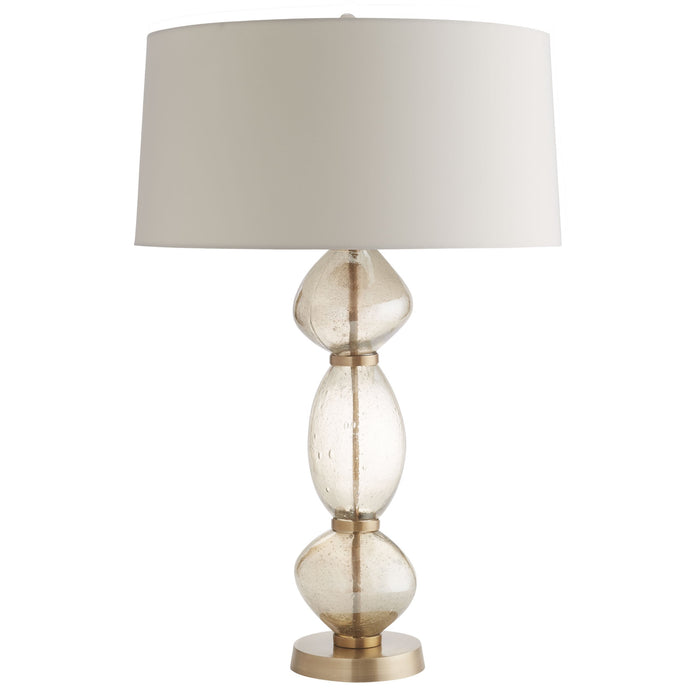 Dreena Lamp, Smoke Luster Seedy Glass, Antique Brass