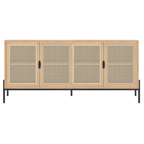 Avida Sideboard Large Rustic Oak / Black, 71.75"W x 18.5"D x 32.5"H