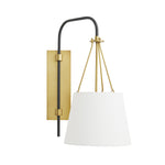 Franklin Sconce, Antique Brass, Bronze, White Linen