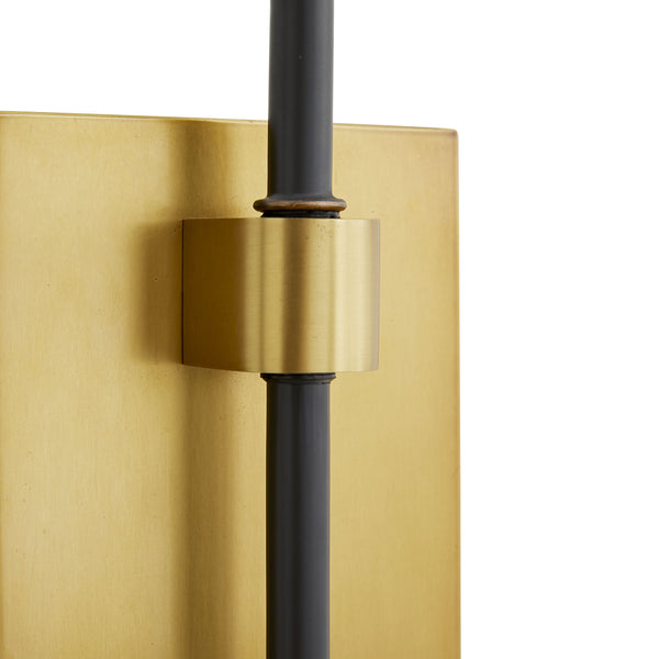 Franklin Sconce, Antique Brass, Bronze, White Linen