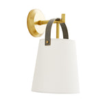 Ian Sconce, Antique Brass, Bronze, White Linen
