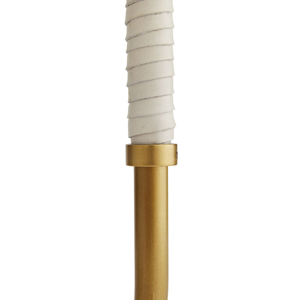Aaron Lamp, Antique Brass, Cream Leather, White Marble