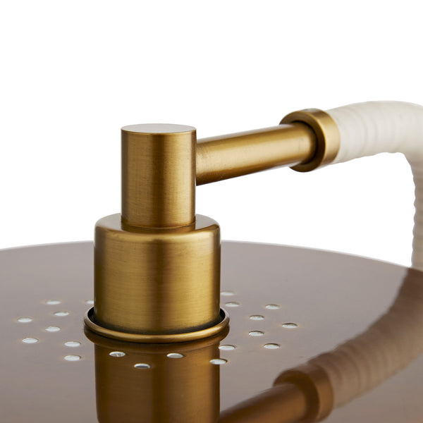 Aaron Lamp, Antique Brass, Cream Leather, White Marble