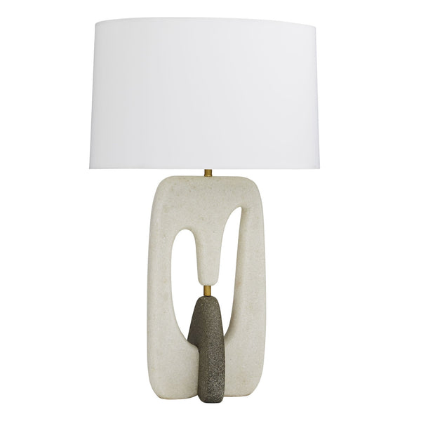 Harleen Lamp, White Ricestone, Charcoal Ricestone