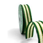 1" Woven Metallic Gold Stripe Wired Ribbon, Assorted Colours