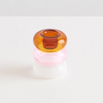 "Petite Pauline, Candle Holder, Amber/Pink/White  "