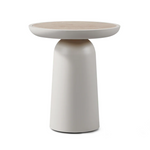 Nova Round Side Table, Aluminum Bone/Travertine Natural
