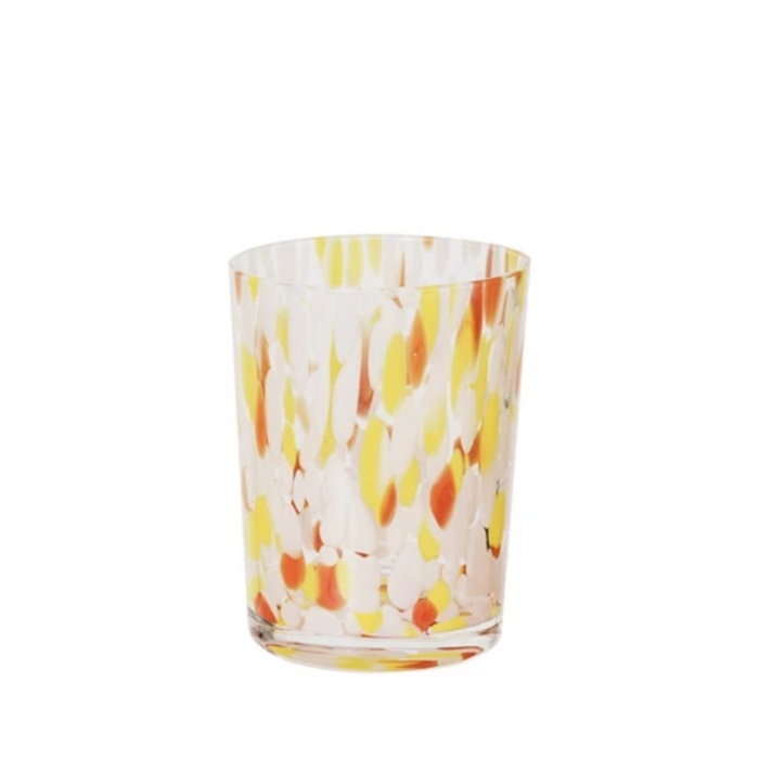 Confetti Drinking Glass, 12 oz, Orange/Yellow