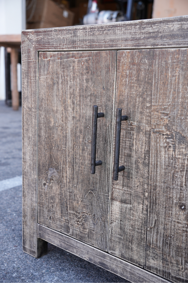 Reclaimed Elm Media Console, Old Grain, 62"L x 18"D x 23"H