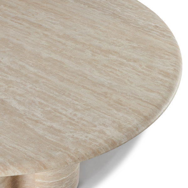 Porto Round Dining Table 60", Travertine Natural