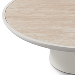 Nova Round Coffee Table 42", Aluminum Bone/Travertine Natural