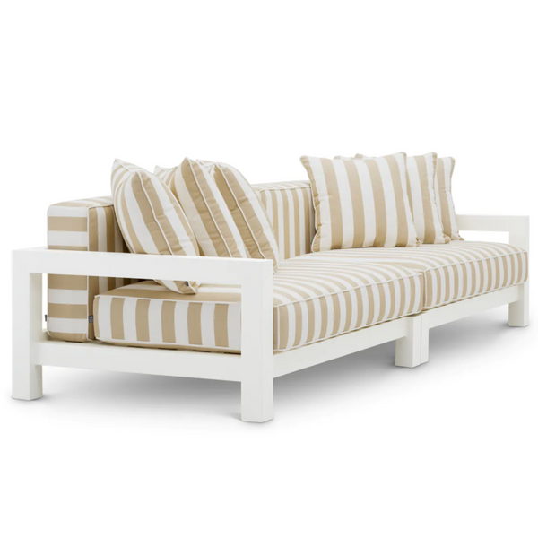 Antibes Outdoor Sofa, Matte White/Florent Beige, 108"W
