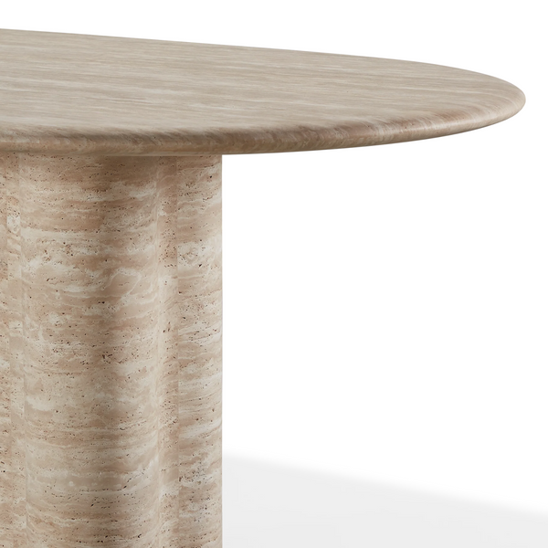 Porto Pill Dining Table 108", Travertine Natural